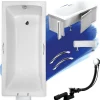Baignoire rectangulaire 170x70 OPTIMA PREMIUM acrylique blanc +Habillage en polystyrène+Poignées+Repose Tête+Pieds+Vidage à chromé