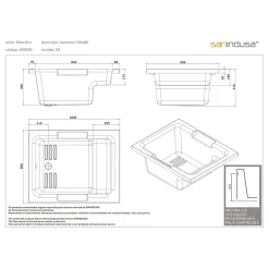 Baignoire sabot siège moulé acrylique haute densité sur châssis métal SANINDUSA Shortline 100x80 blanche