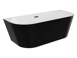 Baignoire semi îlot - 255L - 180 x 75 x 58 cm - Noir brillant - Acrylique - DIVINA