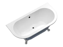 Baignoire semi îlot rétro avec pieds d'aigle - Bleu brillant - 154L - 150 x 74 x 61 cm - SPARUS