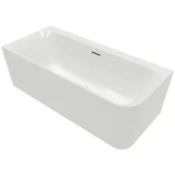 Baignoire semi-îlot d'angle VILLEROY & BOCH Loop & Friends version gauche avec bonde et trop-plein blanc