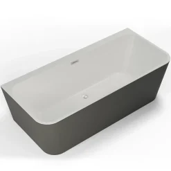 Baignoire semi-îlot murale Mint 160x75 cm, gris et blanc, by Spalina