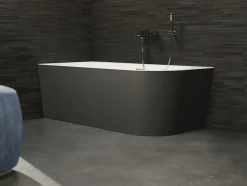 Baignoire semi-îlot murale CAPRI Noire Mate Gauche 170x76cm, by SPALINA