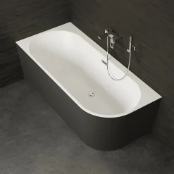 Baignoire semi-îlot murale CAPRI 160 Gauche Noire L. 160 x l. 76 cm, by SPALINA