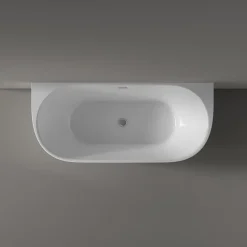 Baignoire semi-îlot murale Acrylique Moderne pour Salle de Bain avec Bonde et trop plein - Blanc Brillant - 170x75x60cm - LENA