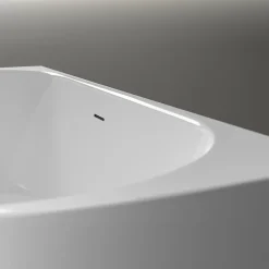 Baignoire semi-îlot murale Acrylique Moderne pour Salle de Bain avec Bonde et trop plein - Blanc Brillant - 170x75x60cm - LENA