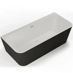 Baignoire semi-îlot murale Mint 170, noir mat, 170x81 cm, by Spalina