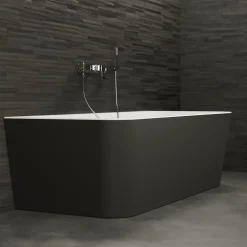 Baignoire semi-îlot murale Mint 170, noir mat, 170x81 cm, by Spalina