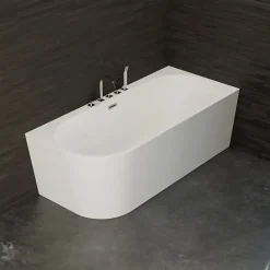 Baignoire semi-îlot murale CAPRI DROITE+Robinetterie Chromée L. 170 x l. 76 cm by SPALINA