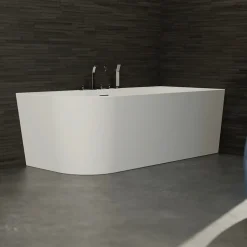 Baignoire semi-îlot murale CAPRI DROITE+Robinetterie Chromée L. 170 x l. 76 cm by SPALINA