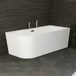 Baignoire semi-îlot murale CAPRI DROITE+Robinetterie Chromée L. 170 x l. 76 cm by SPALINA