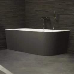 Baignoire semi-îlot murale CAPRI 180 Gauche Noire L. 180 x l. 81 cm, by SPALINA