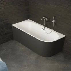 Baignoire semi-îlot murale CAPRI 180 Gauche Noire L. 180 x l. 81 cm, by SPALINA