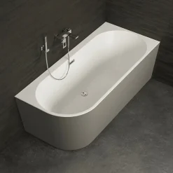 Baignoire semi-îlot murale Capri Grise Mate Droite, 170x76cm, by SPALINA
