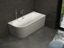 Baignoire semi-îlot murale Capri Grise Mate Droite, 170x76cm, by SPALINA