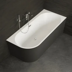 Baignoire semi-îlot murale CAPRI 180 Droite Noire L. 180 x l. 81 cm, by SPALINA
