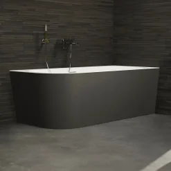 Baignoire semi-îlot murale CAPRI 180 Droite Noire L. 180 x l. 81 cm, by SPALINA