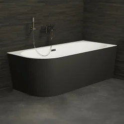 Baignoire semi-îlot murale CAPRI 180 Droite Noire L. 180 x l. 81 cm, by SPALINA