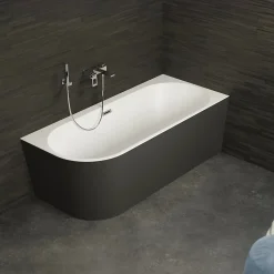 Baignoire semi-îlot murale CAPRI 180 Droite Noire L. 180 x l. 81 cm, by SPALINA