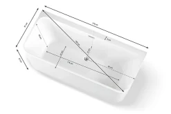 Baignoire semi-îlot murale Mint 170, blanc, 170x81 cm, by Spalina