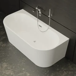 Baignoire semi-îlot murale Naos, blanc, 170x80 cm, by Spalina