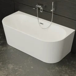 Baignoire semi-îlot murale Naos, blanc, 170x80 cm, by Spalina