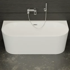 Baignoire semi-îlot murale Naos, blanc, 170x80 cm, by Spalina