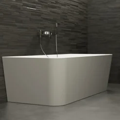 Baignoire semi-îlot murale Mint 170, gris mat, 170x81 cm, by Spalina