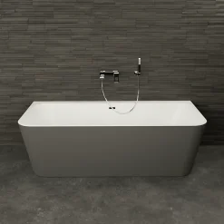 Baignoire semi-îlot murale Mint 170, gris mat, 170x81 cm, by Spalina