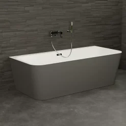 Baignoire semi-îlot murale Mint 170, gris mat, 170x81 cm, by Spalina