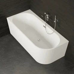 Baignoire semi-îlot murale CAPRI 160 Gauche L. 160 x l. 76 cm, by SPALINA