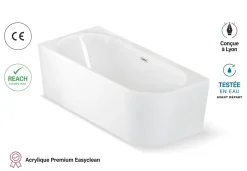 Baignoire semi-îlot murale CAPRI Gauche 170x76cm, by SPALINA