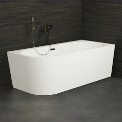 Baignoire semi-îlot murale CAPRI 180 Droite L. 180 x l. 81 cm, by SPALINA