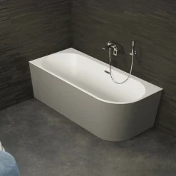 Baignoire semi-îlot murale Capri Grise Mate Gauche, 170x76cm, by SPALINA