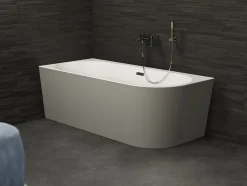Baignoire semi-îlot murale Capri Grise Mate Gauche, 170x76cm, by SPALINA