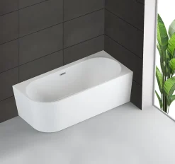 Baignoire semi-îlot murale CAPRI 160 Droite L. 160 x l. 76 cm, by SPALINA