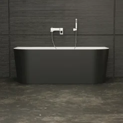 Baignoire semi-îlot murale Naos 170x80 cm, noir et blanc, By Spalina