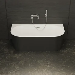 Baignoire semi-îlot murale Naos 170x80 cm, noir et blanc, By Spalina