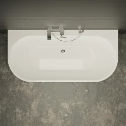 Baignoire semi-îlot murale Naos 170x80 cm, noir et blanc, By Spalina