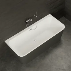 Baignoire semi-îlot murale Mint 180x81 cm, noir et blanc, By Spalina