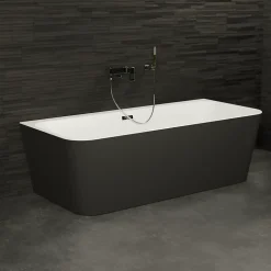Baignoire semi-îlot murale Mint 180x81 cm, noir et blanc, By Spalina