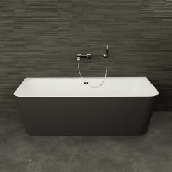 Baignoire semi-îlot murale Mint 180x81 cm, noir et blanc, By Spalina