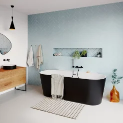 Baignoire semi-îlot Nakina L. 160 cm x l. 75 cm noir