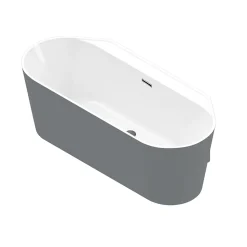 Baignoire semi-îlot Nakina L. 160 cm x l. 75 cm gris