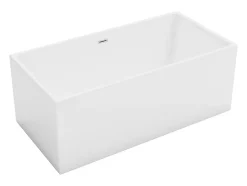 Baignoire semi-îlot rectangulaire - 315 L - 170 x 80 x 58 cm - Blanche - Acrylique - PIKAIA