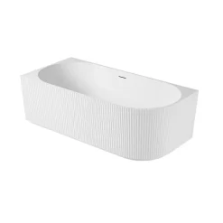 Baignoire striée acrylique Lucite STRIA semi-îlot blanche 170cm - Angle gauche