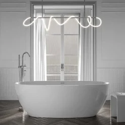 Baignoire sur pieds BELAQUA, Acrylique sanitaire, Blanc brillant, 170x80x58cm, Garantie 5 ans, Sans siphon, Avec mitigeur 1523C
