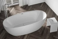 Baignoire sur pieds BELAQUA, Acrylique sanitaire, Blanc brillant, 170x80x58cm, Garantie 5 ans, Sans siphon, Avec mitigeur 1523C