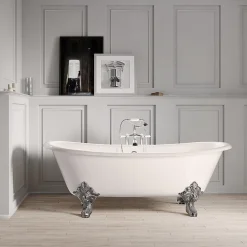 Baignoire sur pieds en fonte BRADFORD Blanche 180 cm Pieds chromes