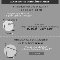 Baignoire sur pieds en fonte BRADFORD Blanche 180 cm Pieds chromes
